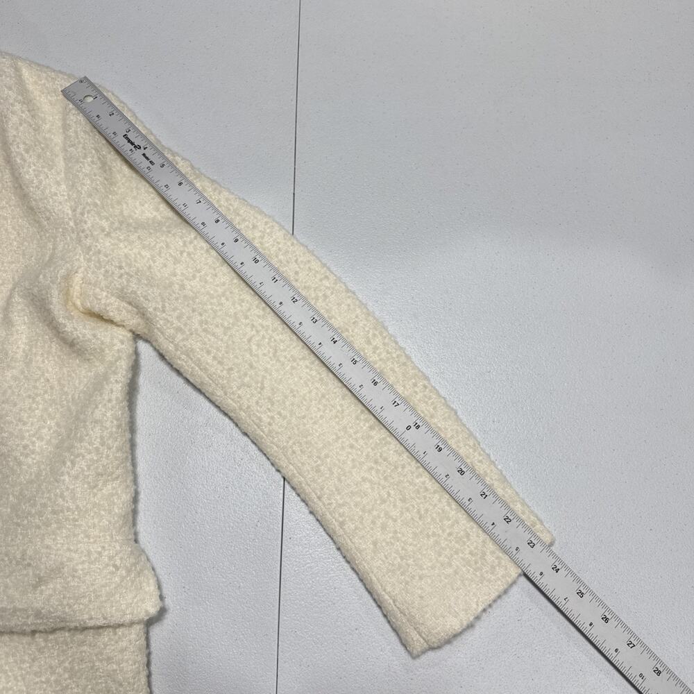 ZARA Womens Straight-Cut Wool Blend Coat Ecru/White Small Textured 8471/449/712 - Picture 10 of 13